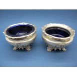 A Pair of Large Hallmarked Silver Salts, Messrs Barnard, London 1836, each of compressed circular