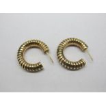 A Pair of 9ct Gold Half Hoop Earrings, of textured design.