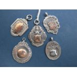 Five Hallmarked Silver and Other Medallion Pendants, two initialled and one engraved "C&D.J.L 1926.