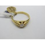 A Gent's 18ct Gold Single Stone Diamond Ring, the brilliant cut stone reeded claw set.