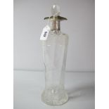 A Hallmarked Silver Mounted Glass Decanter, Sheffield 1909, of tall slender form, 32.5cm high.