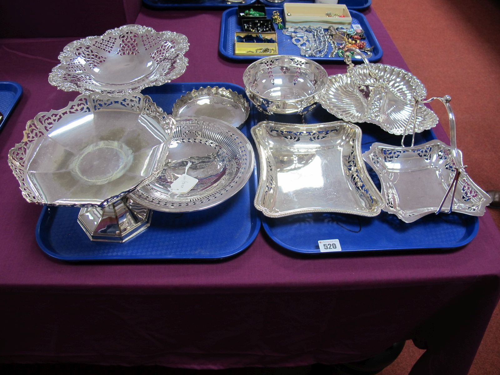 Assorted Decorative Plated Dishes, comports, etc.
