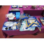 A Collection of Masonic Regalia, including 9ct gold jewel "Presented to W. Bro K. Lee Worshipful