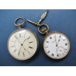A Chester Hallmarked Silver Cased Openface Chronograph Pocketwatch, the dial with Arabic and Roman