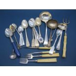 Hallmarked Silver Spoons, a hallmarked silver Old English pattern sauce ladle, mustard spoon, demi