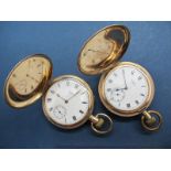 Waltham; A Gold Plated Cased Hunter Pocketwatch, the signed dial with Roman numerals and seconds