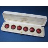 A Set of Six Norwegian Enamel Buttons, in original J. Tostrup Kristiania fitted case.