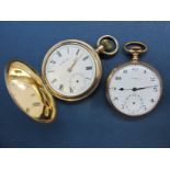 A.W.W.Co Waltham Mass; A Gold Plated Cased Hunter Pocketwatch, the signed dial with Roman numerals