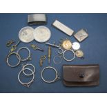 A Hallmarked Silver Money Clip, engine turned, two 1999 Five Pounds coins, coin pendant mounts, T-