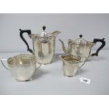 A Matched Hallmarked Silver Four Piece Tea Set, John Round & Son Ltd, Sheffield 1911, 1918, each