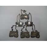 A Set of Four Hallmarked Silver Decanter Labels, Sherry, Brandy, Whisky and Port, C.J. Vander,