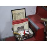 A Schoolboy Stamp Album, kiloware, mid XX Century postcards, loose cutlery, Korean jewellery box,