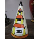 A Lorna Bailey Conical Pottery Sugar Caster, decorated in the Pagoda design, released October