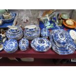 A Victorian Pottery Blue and White Dinner Service, 'Lahore' pattern probably Burgess and Leigh,