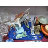 Pottery Figure of a Fish, wren, Austrian pottery figure of a seagull etc:- One Tray