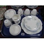 A Crown Staffordshire China Tea Service "Rock Garden" Pattern, sixteen pieces:- One Tray