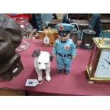Painted Metal Money Boxes, as HMV Nipper and Texaco Man. (2)