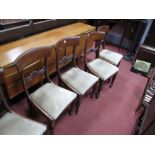 A Set of Six XIX Century Mahogany Bar Back Dining Chairs, with drop in seats, turned and fluted