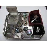 A Collection of Assorted Shell Inset Jewellery, including "925" and other cross pendants, clip
