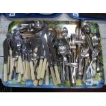 Fish Knives and Forks, teaspoons and other cutlery etc:- One Tray