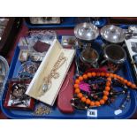 Costume Jewellery, preserve dish, sundaes:- One Tray