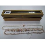 A Modern Graduated Single Strand Pearl Bead Necklace, to snap clasp stamped "925", inset to the
