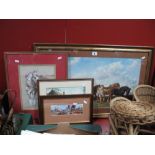 A Cash's Stevengraph of Shire Horses, Kay Calcutt picture 'The Shires', Carol Pontin watercolour
