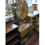 A 1930's Oak Gate Leg Table, of small proportions, canted rectangular top on barley twist