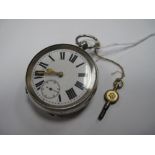 An Openface Pocketwatch, the white dial with black Roman numerals and seconds subsidiary dial,