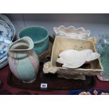 Shorter Leaf Moulded Bowl, Radford jug vase, Sylvac 'Waterlilly" bowl, Masons bowl,etc:- One Tray