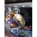 A Royal Crown Derby Paperweight, modelled as a Cockerel, date code for 1999, gold stopper, boxed.