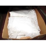 A Collection of Table and Other Linens, including handmade lace, crochet, etc:- One Box