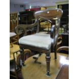 A XIX Century Mahogany Carver Chair, with scroll arms on turned legs.