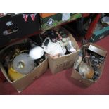 Ladles, lights, foot warmer, doll, cutlery box, etc:- Three Boxes