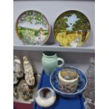 Poole Vase, Spode 'Italian' blue and white bowl, biscuit barrel with plated lid, two Villeroy & Boch