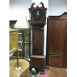 A Late XVIII Century Oak and Mahogany Longcase Clock, having swan neck pediment, reeded side pillars