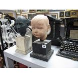 A John Friend Plaster Head Figure of a Man, mounted on a pedestal, signed back of the head; together