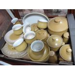 A Quantity of Denby Stoneware Tea and Dinnerware's, of mustard ground (approximately thirty two