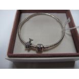 Pandora; A Modern Bracelet, with giraffe sliding charm, boxed.