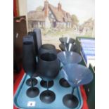 Thirteen Betty Jackson 'Black' Drinking Glasses:- One Tray