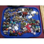 A Large Collection of Assorted Costume Clip Earrings:- One Tray