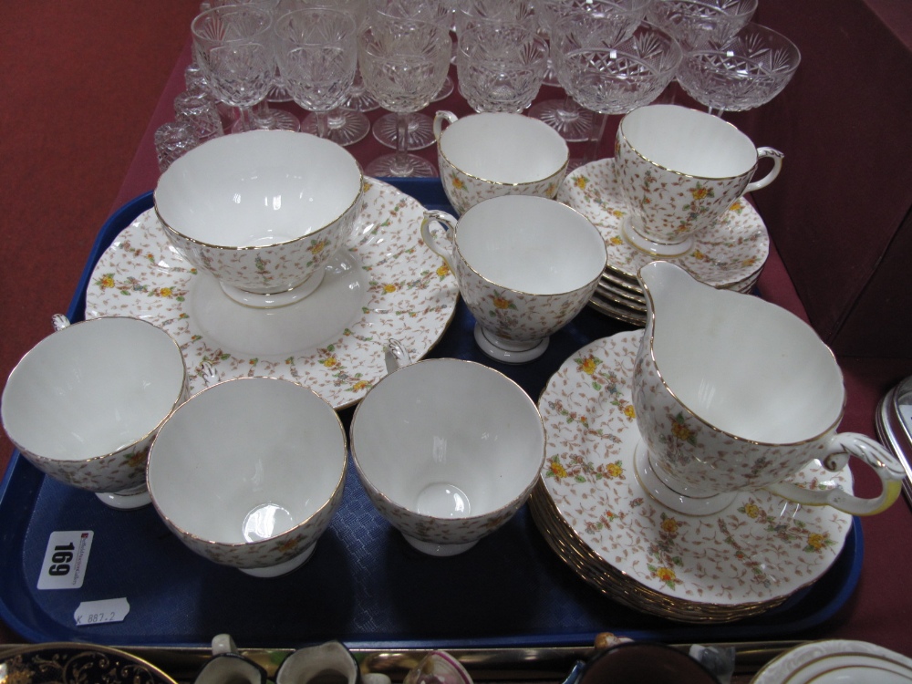 Royal Grafton Bone China Tea Service, 'Chantilly' pattern, twenty one pieces:- One Tray