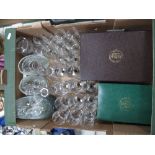 Webb Crystal Glasses, Avocado dishes, drinking glasses:- One Box