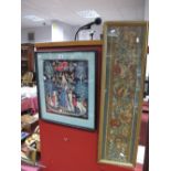 A XVII Century Style Woolwork Picture, of a Queen holding a banner with animals and floral