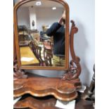 A XIX Century Mahogany Dressing Table Mirror, with scroll supports and twin hinged jewel