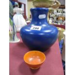 Pilkington Royal Lancastrian Vase, in matte blue glaze, impressed factory mark and numbered 2153