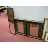 A Pair of Gilt Wood Rectangular Shaped Mirrors, with scroll decorations, together with one other