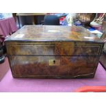 A XIX Century Walnut Brass Inlaid Sewing Box.