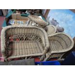 Dolls Wicker Patio Furniture, lounger, table, settee and chair.