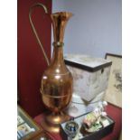 A Royal Doulton Vase, German cat, (chips), Leonardo figurine:- Two boxes plus a copper jug.